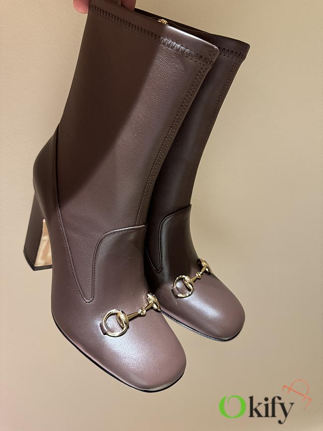 Okify Gucci Brown Horsebit Boots High Heels 35-39 - 1