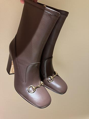 Okify Gucci Brown Horsebit Boots High Heels 35-39