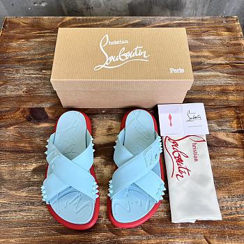 Okify Christian Louboutin Take It Easy red sole rivet slides 40-46 18093