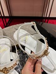 Okify Christian Louboutin MJ Thong White Thick Heels 34-42 - 4