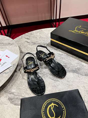 Okify Christian Louboutin MJ Thong Black Thick Heels 34-42