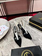 Okify Christian Louboutin MJ Thong T-strap Black and White High Heels 10cm 34-44 - 1