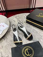 Okify Christian Louboutin MJ Thong T-strap Black and White Sandals 34-44 - 1