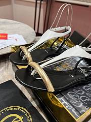 Okify Christian Louboutin MJ Thong T-strap Black and White Sandals 34-44 - 3