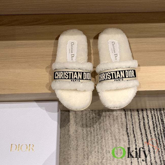 Okify Dior White Fur Slippers 35-41 - 1