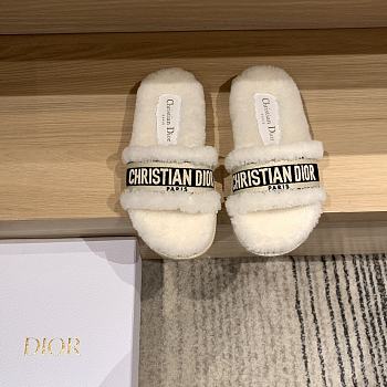 Okify Dior White Fur Slippers 35-41