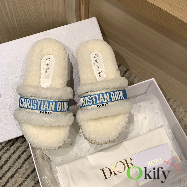 Okify Dior Blue Fur Slippers 35-41 - 1