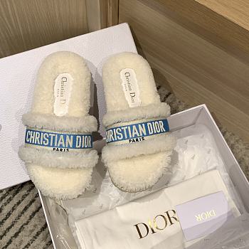 Okify Dior Blue Fur Slippers 35-41