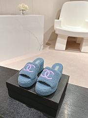 Okify Chanel Blue Fur Slippers 34-42 - 1