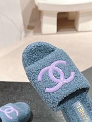 Okify Chanel Blue Fur Slippers 34-42 - 2