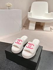 Okify Chanel White And Pink Fur Slippers 34-42 - 1