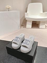 Okify Chanel Grey/Gray Fur Slippers 34-42 - 1