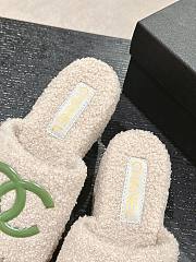 Okify Chanel White and Green Fur Slippers 34-42 - 3