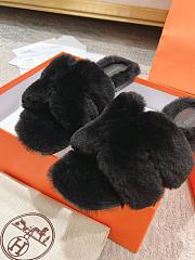 Okify Hermes Oran Black Wool Slippers 35-42 - 3