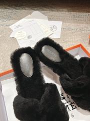 Okify Hermes Oran Black Wool Slippers 35-42 - 2