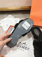 Okify Hermes Oran Black Wool Slippers 35-42 - 4