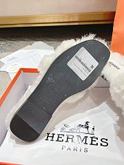 Okify Hermes Oran White Wool Slippers 35-42 - 2