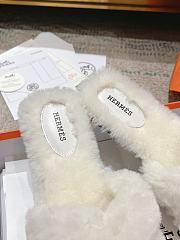 Okify Hermes Oran White Wool Slippers 35-42 - 3