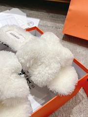 Okify Hermes Oran White Wool Slippers 35-42 - 4