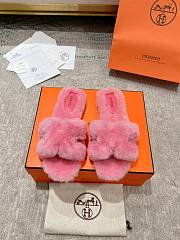 Okify Hermes Oran Pink Wool Slippers 35-42 - 1