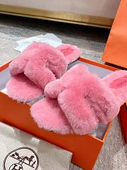 Okify Hermes Oran Pink Wool Slippers 35-42 - 4