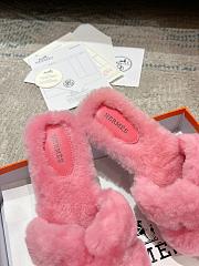 Okify Hermes Oran Pink Wool Slippers 35-42 - 3