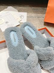 Okify Hermes Oran Grey/Gray Wool Slippers 35-42 - 4