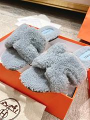 Okify Hermes Oran Grey/Gray Wool Slippers 35-42 - 2