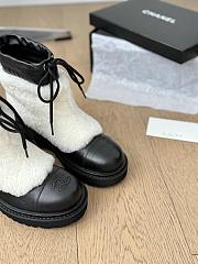 Okify Chanel Black and White Sheepskin Fur Snow Boots 35-40 - 2