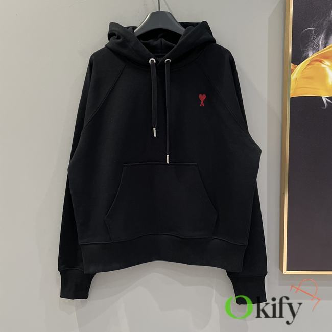 Okify Ami Black Hoodie with Heart Logo S-XL - 1