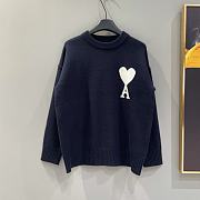 Okify Ami Deep Blue Sweater with Heart Logo XS-L - 1