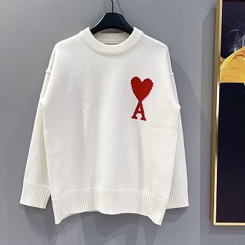 Okify Ami White Sweater with Heart Logo XS-L