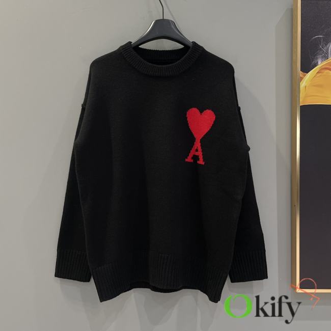 Okify Ami Black Sweater with Heart Logo XS-L - 1