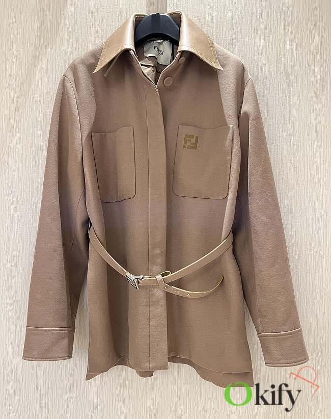 Okify Fendi Leather Collar Detachable Jacket SML - 1