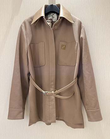 Okify Fendi Leather Collar Detachable Jacket SML