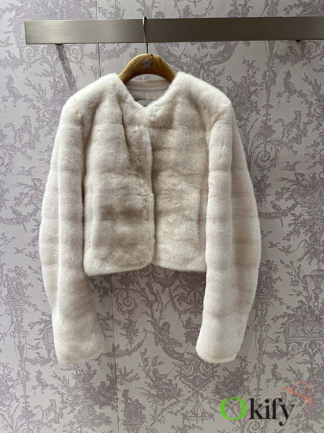 Okify Dior Short White Mink Jacket SML - 1