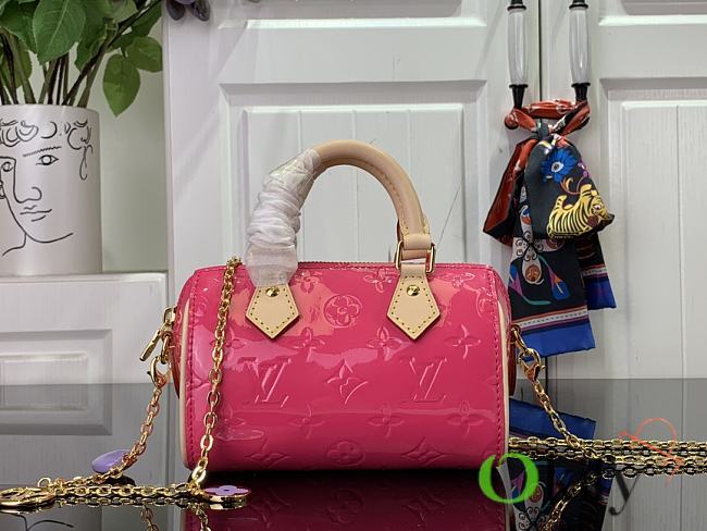 Okify Louis Vuitton Nano Speedy Neon Pink Handbag M83273 16x10x7.5 cm - 1