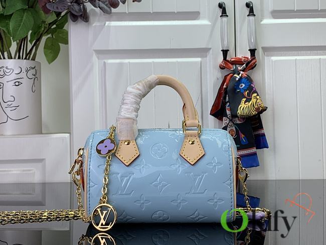 Okify Louis Vuitton Nano Speedy Blue Sky Handbag M83000 16x10x7.5 cm - 1