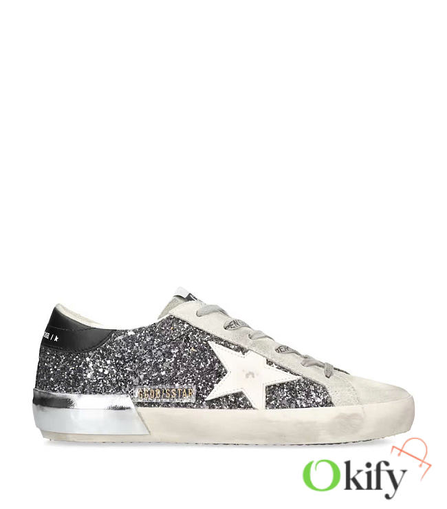 Okify Golden Goose Leather Glitter Super Star Sneakers   - 1