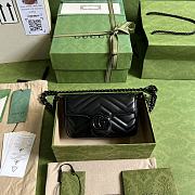 Okify Gucci Marmont Chain Macaron Black Mini Handbag 16.5x10.2x5.1cm - 1