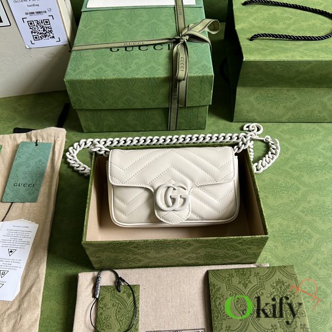 Okify Gucci Marmont Chain Macaron White Mini Handbag 16.5x10.2x5.1cm - 1