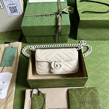 Okify Gucci Marmont Chain Macaron White Mini Handbag 16.5x10.2x5.1cm