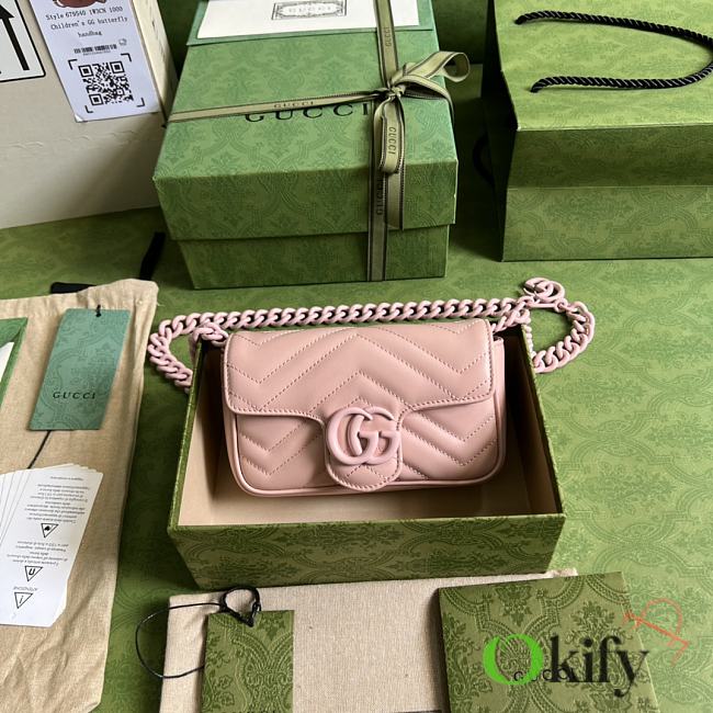 Okify Gucci Marmont Chain Macaron Light Pink Mini Handbag 16.5x10.2x5.1cm - 1