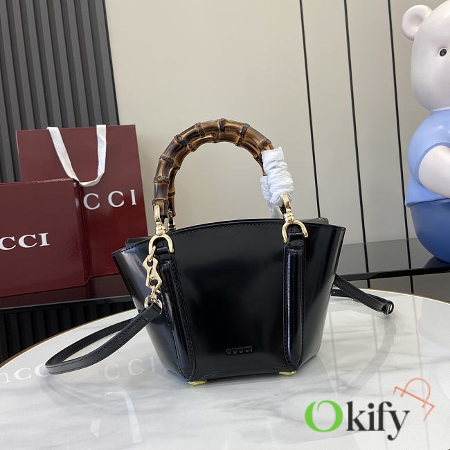 Okify Gucci Mini bamboo top handle tote bag in black 16x27x14x4.6cm  - 1