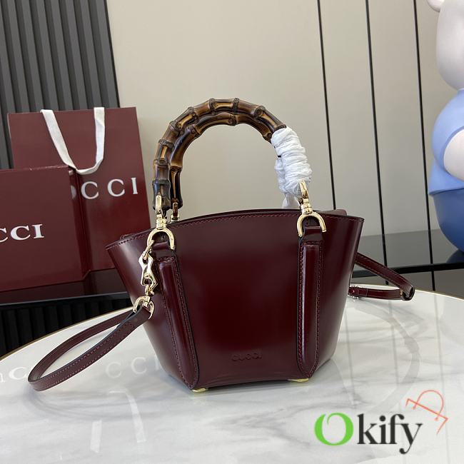 Okify Gucci Mini bamboo top handle tote bag in red 16x27x14x4.6cm  - 1