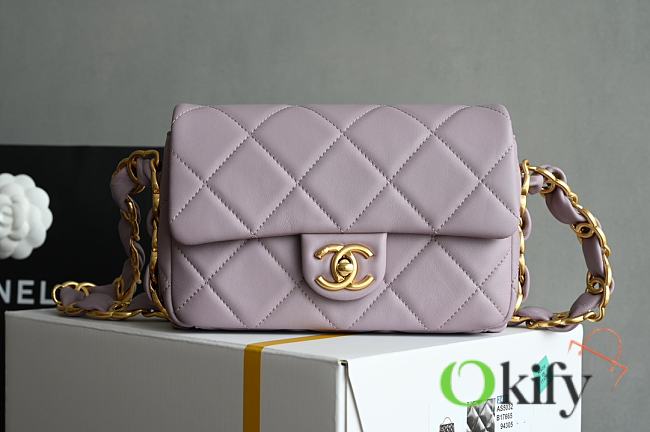 Okify Chanel Chain Flap Light Pink Bag 14x21x7cm  - 1