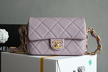 Okify Chanel Chain Flap Light Pink Bag 14x21x7cm 