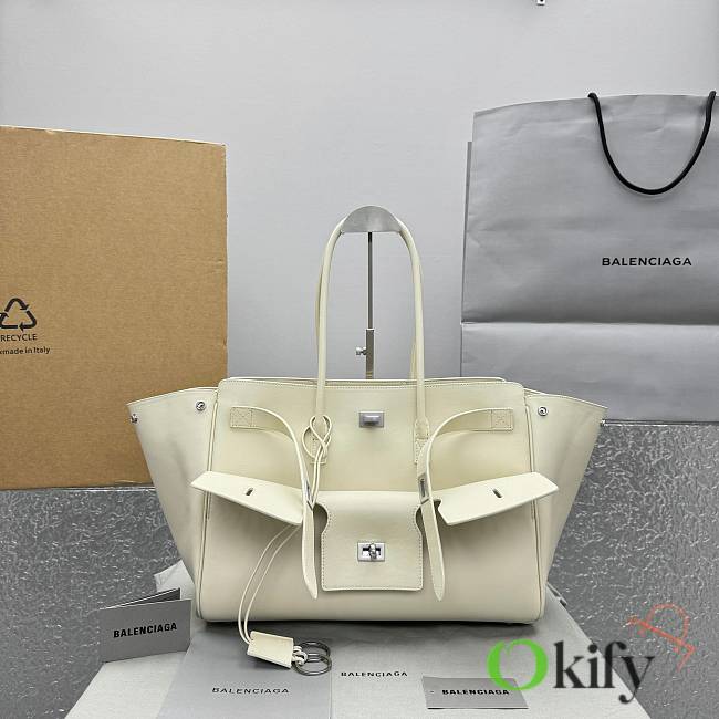 Okify Balenciaga Bel Air Medium Carry All Bag in Soya White-Silver Hardware 30x29x16cm  - 1