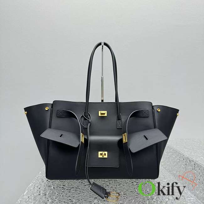 Okify Balenciaga Bel Air Medium Carry All Bag in Black-Gold Hardware 30x29x16cm  - 1