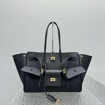 Okify Balenciaga Bel Air Medium Carry All Bag in Black-Gold Hardware 30x29x16cm 